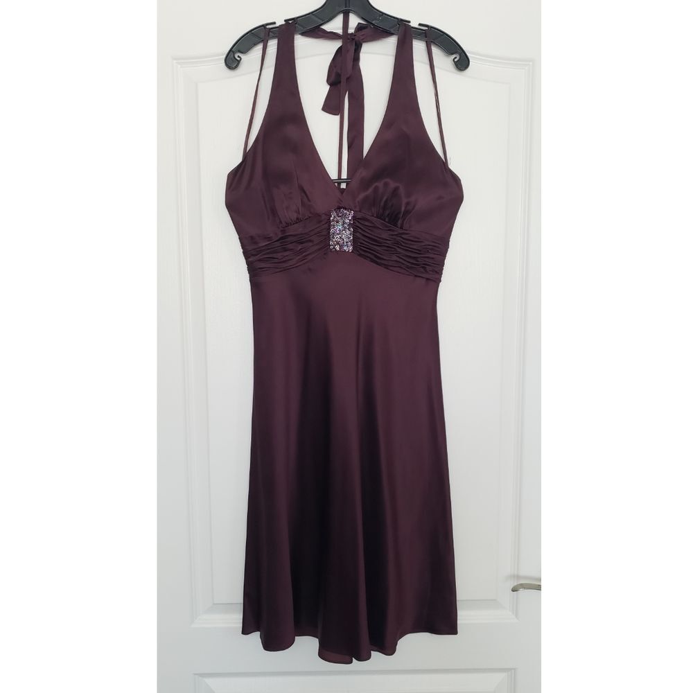 Jones‎ New York Dress Vintage 100% Silk Size 10 Halter Sequins Marilyn Y2K HOCO